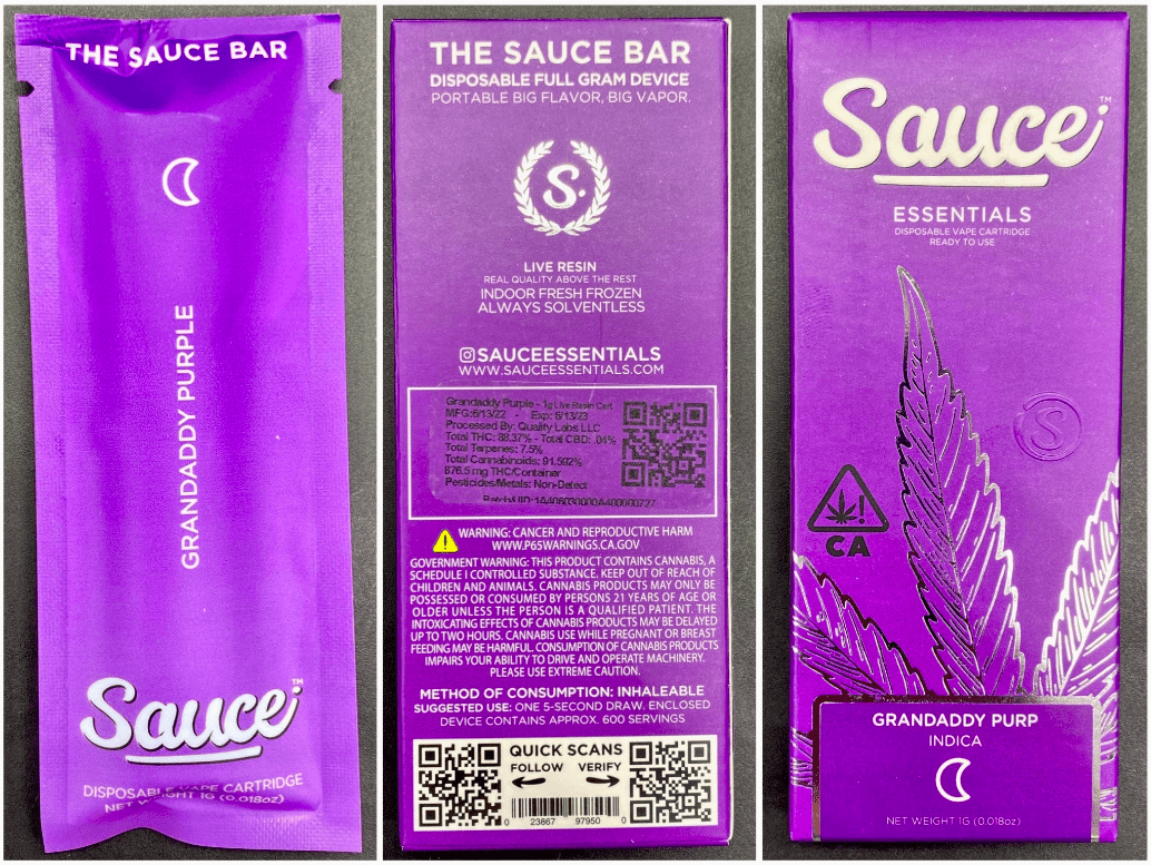 Granddaddy Purple Sauce Disposable