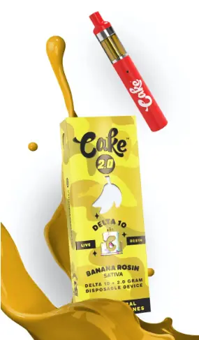 Cake Delta 10 live resin 2.0 native terpenes disposable - packaging front