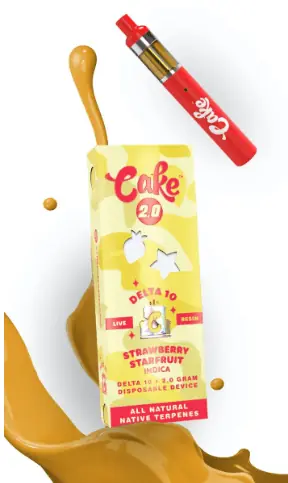 Cake Delta 10 live resin 2.0 native terpenes disposable - side profile