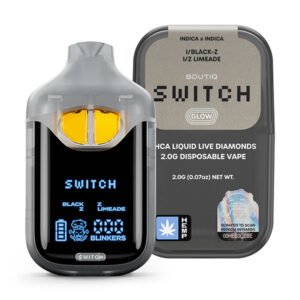 Boutiq switch glow 2g disposable with glow in the dark chassis in Black-Z and Limeade
