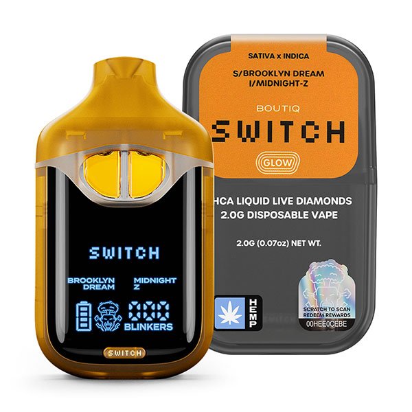 Boutiq switch glow disposable in Brooklyn Dream and Midnight-Z with LED display