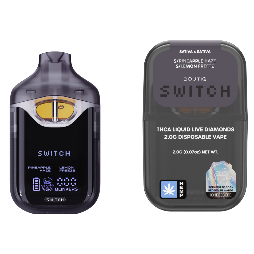 Boutiq switch v4 dual chamber disposable in Pineapple Haze and Lemon Freeze
