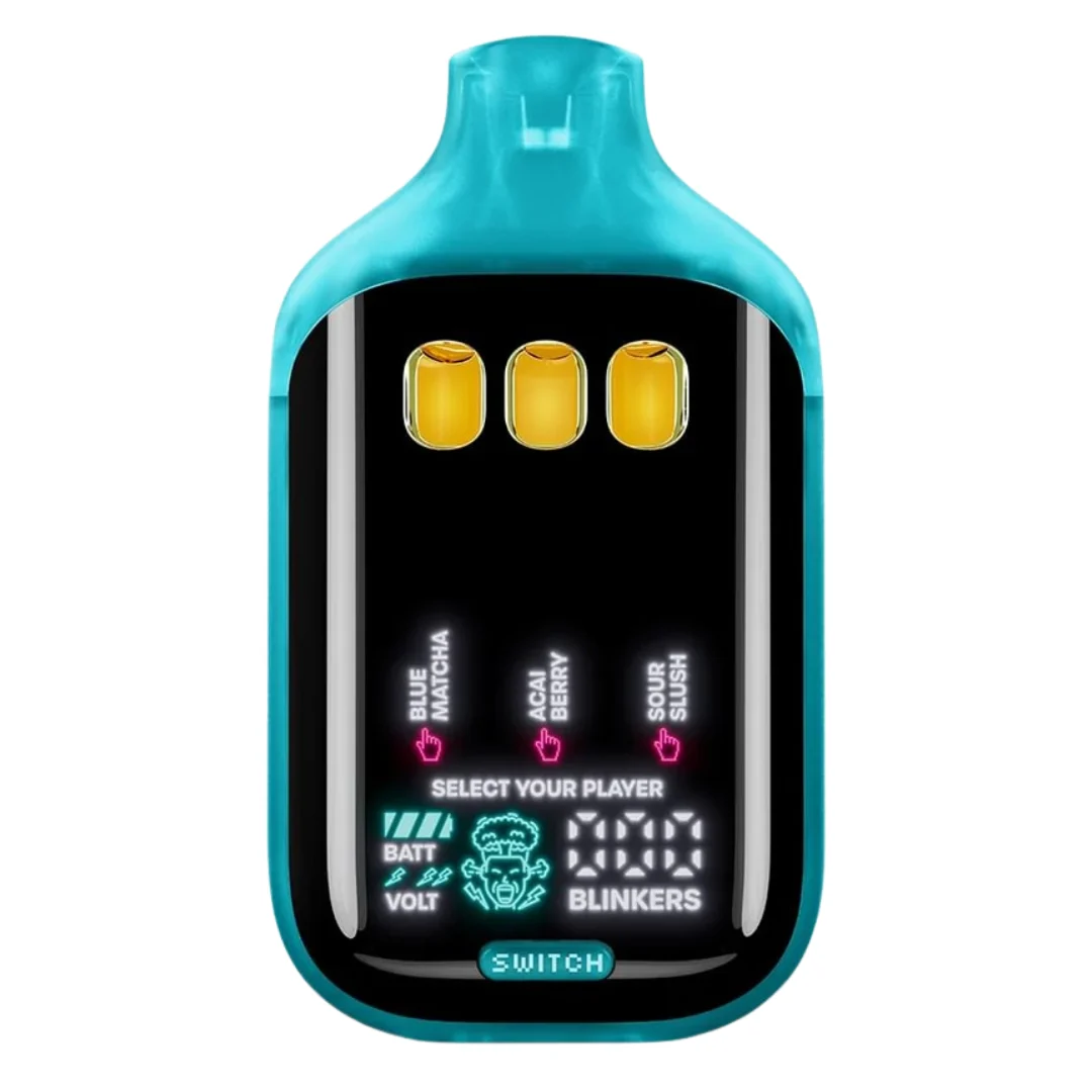 Boutiq V5 disposable with three sativa strains, Blue Matcha, Acai Berry and Sour Slush