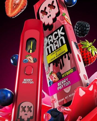 Packman live resin 2g disposable vape in Berry Payton with liquid diamonds packaging