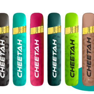Six vapes jetables en résine vivante Cheetah 1G en noir, sarcelle, rose, vert, citron vert et beige