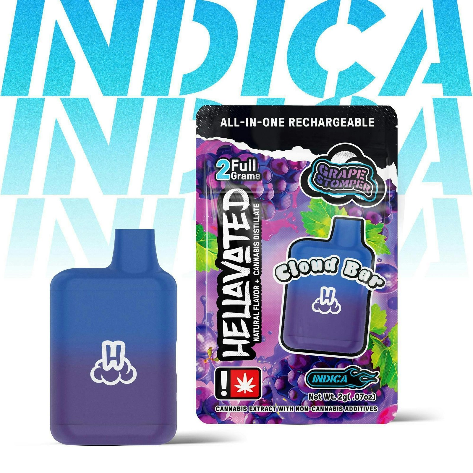 Hellavated Cloud Bar 2G en Grape Stomper con su bolsa