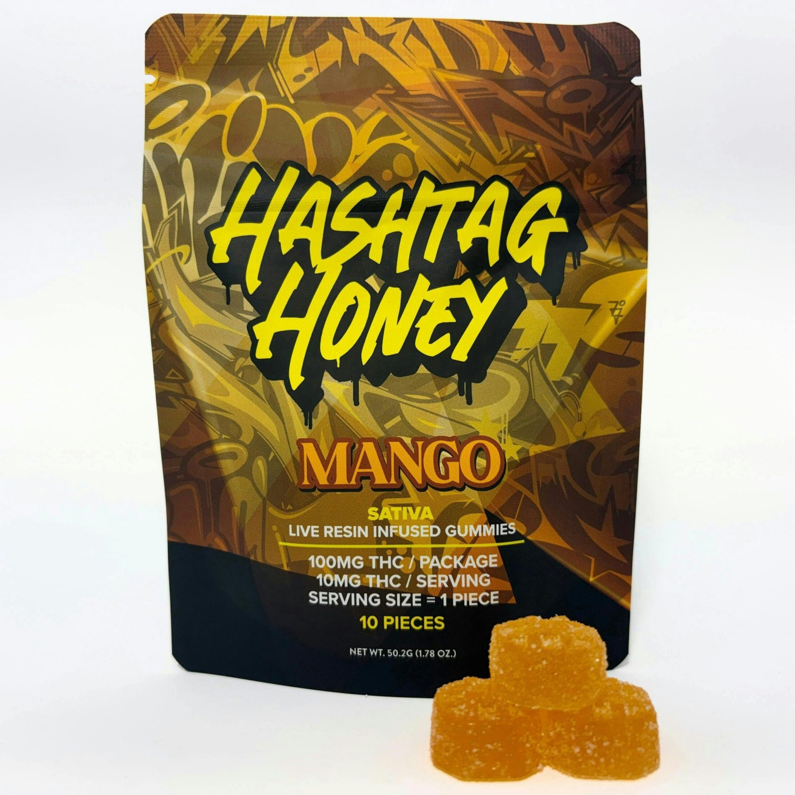 Pack de bonbons gélifiés à la résine vivante Hashtag Honey Mango, 100 mg