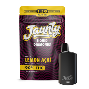 Jaunty Liquid Diamonds 1.5G desechable en Lemon Acai con su bolsa