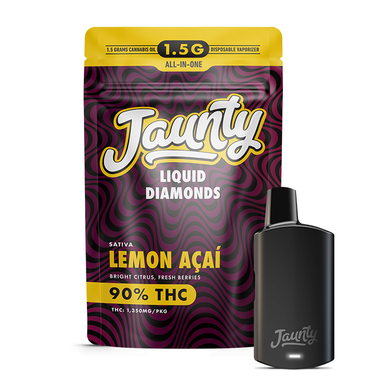 Jaunty Liquid Diamonds 1.5G desechable en Lemon Acai con su bolsa