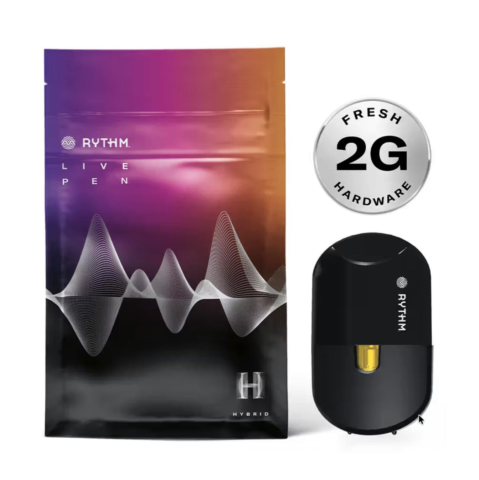 RYTHM Live Pen 2G de resina viva desechable con su bolsa híbrida