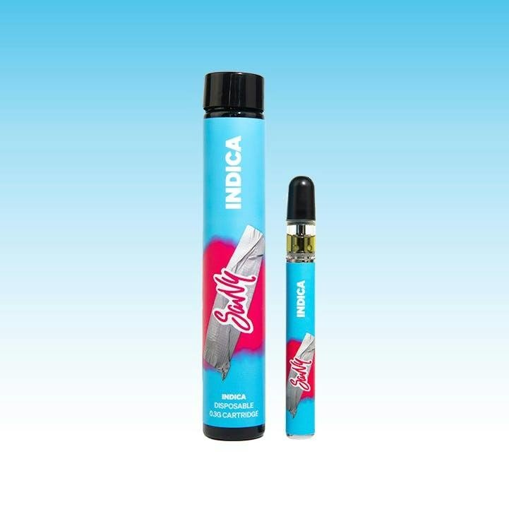 Bolígrafo desechable Savvy 0,3G indica junto a su tubo